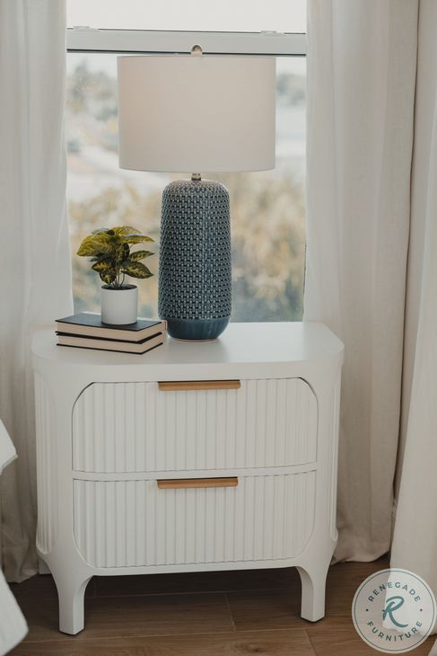 Harbor Point Reed Timeless Clean White 2 Drawer Nightstand with USB Charging