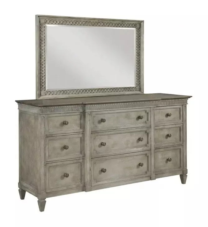 Savona Versaille Painted 9 Drawer Stockholm Dresser with Rectangular Regent Mirror