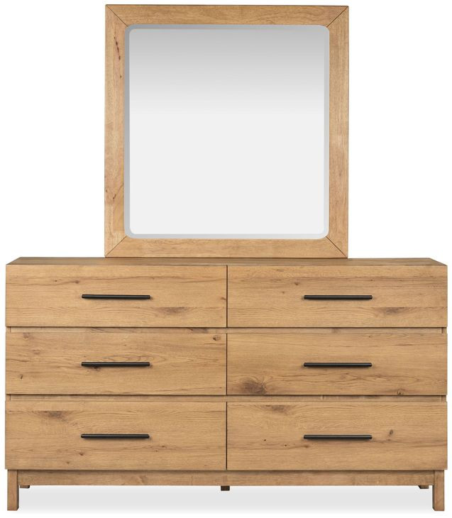 Davenport Rustic Caramel 6 Drawer Dresser with Square Mirror