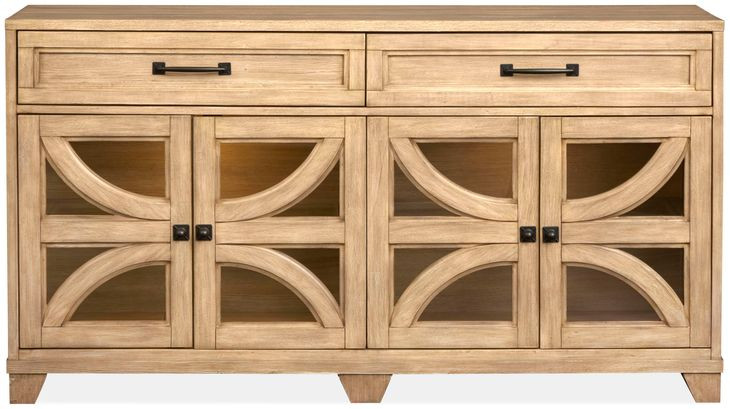 Coventry Honey Maple 4 Glass Door Buffet with LED