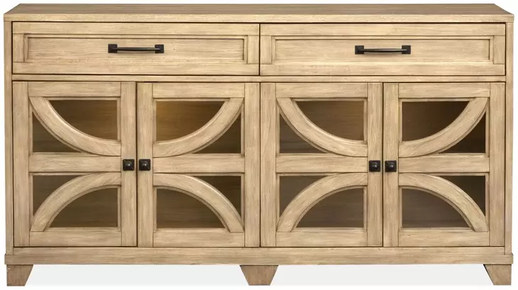 Coventry Honey Maple 4 Glass Door Buffet with LED