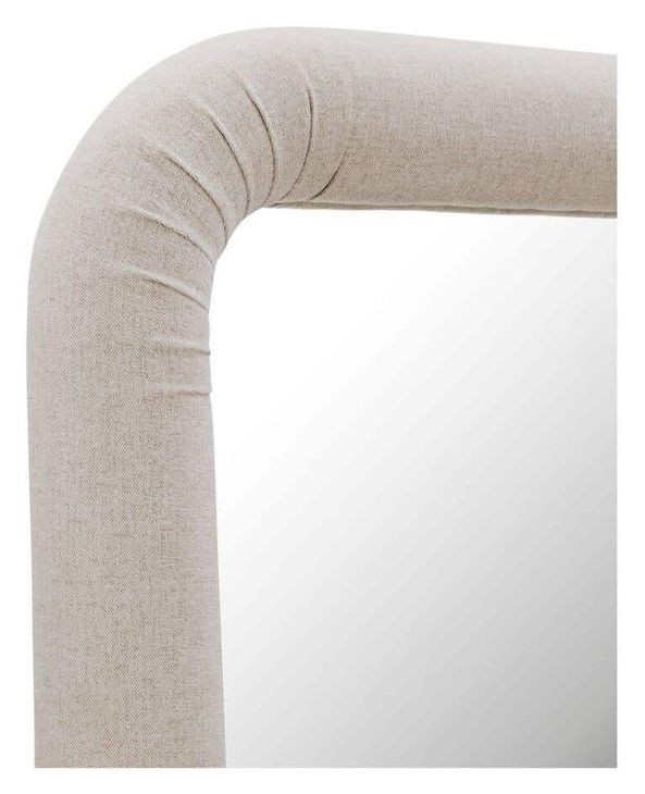 Ellison Beige Upholstered Rectangular Floor Mirror