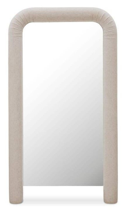 Ellison Beige Upholstered Rectangular Floor Mirror