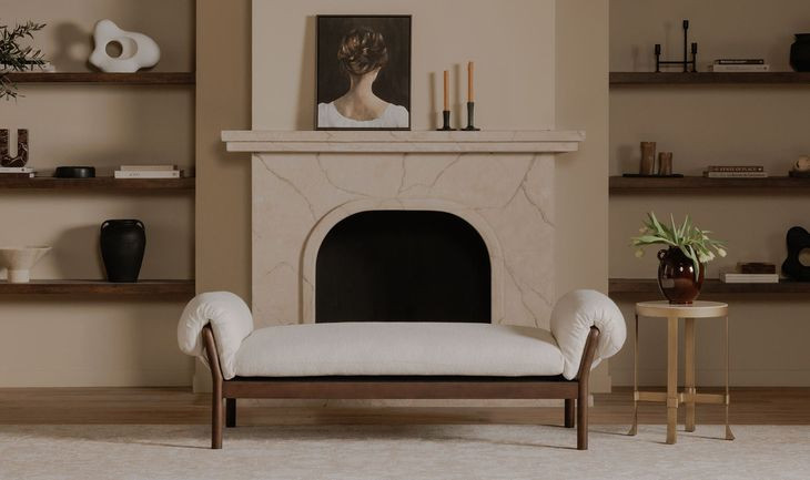 Cardero Ivory and Brown Upholstered Daybed