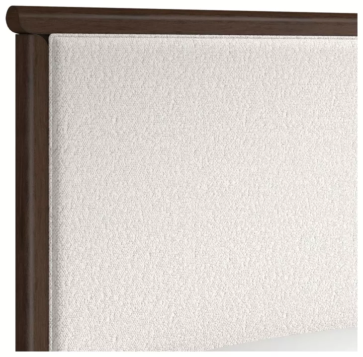 Verge Handcrafted Walnut and Cream King Upholstered Panel Bed