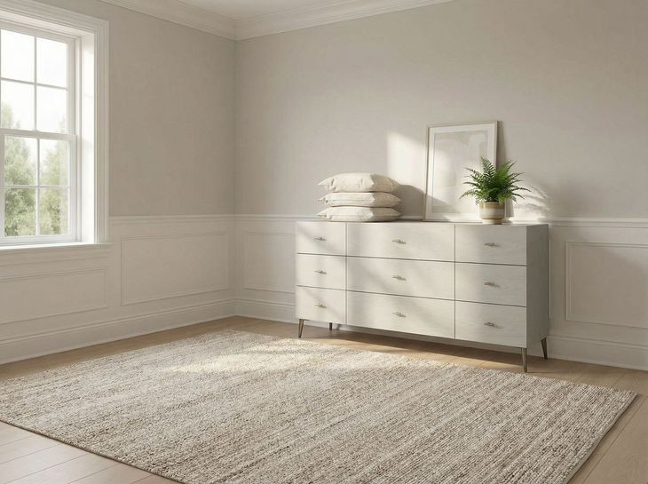Zest Cream and Gray 9 Drawer Dresser