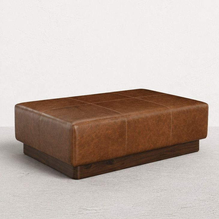 Cedarro Avelino Saddle Leather Upholstered Rectangular Cocktail Ottoman