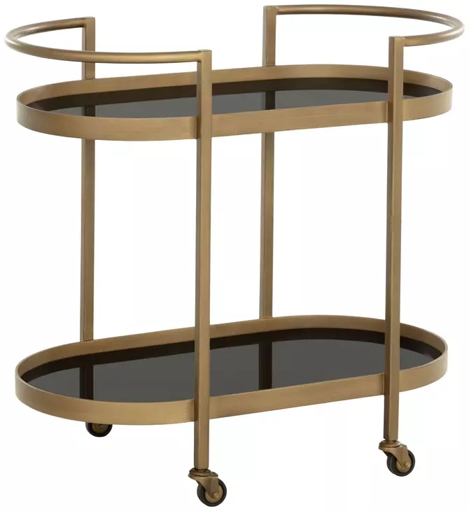 Langley Antique Brass Bar Cart