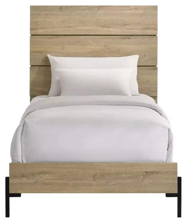 Newhall Vintage Oak Melamine Twin Panel Bed