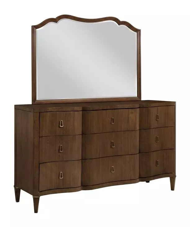 Vantage Warm Brown 9 Drawer Tourmaline Richmond Dresser with Rectangular Landscape Mirror