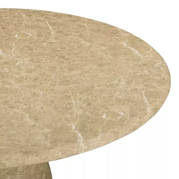 Cynthia Light Emperador and Walnut Outdoor 54" Round Marble Top Dining Table