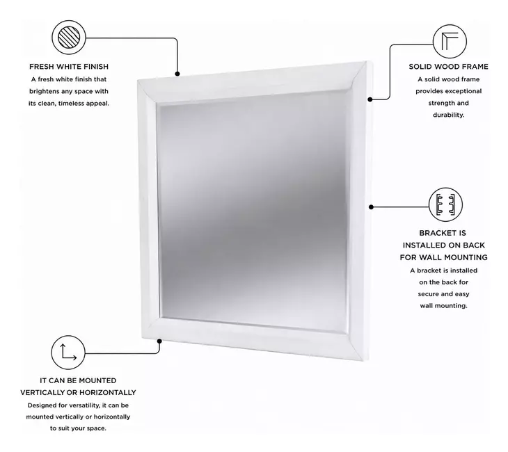 Point Breeze Fresh White and Soft Gray Glaze Rectangular Dresser Mirror