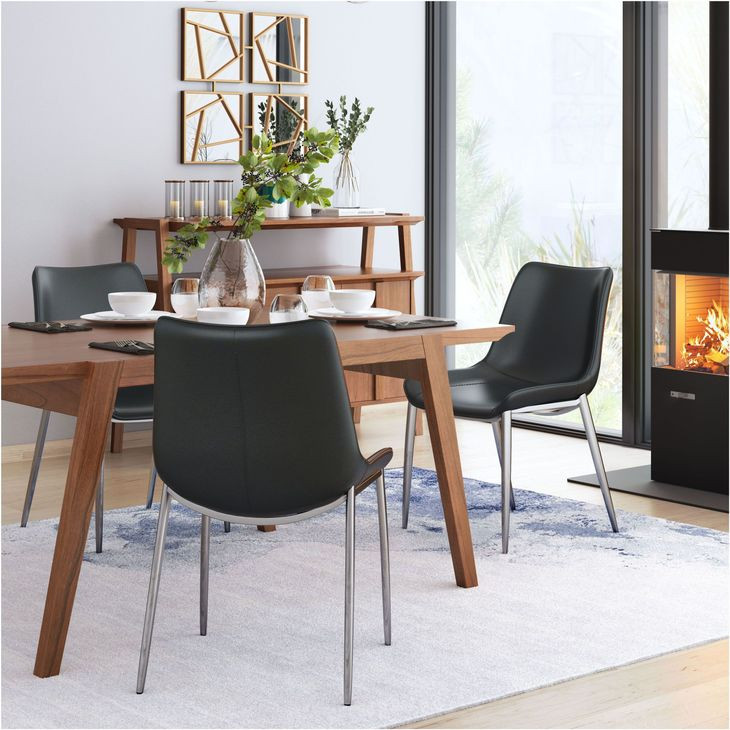 Magnus Black And Brushed Stainless Steel Dining Chair Set Of 2