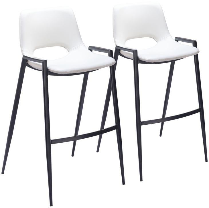 Desi White and Black Bar Stool Set of 2