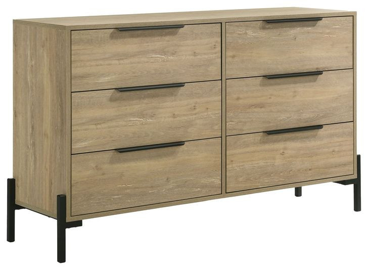 Newhall Vintage Oak Melamine 6 Drawer Dresser