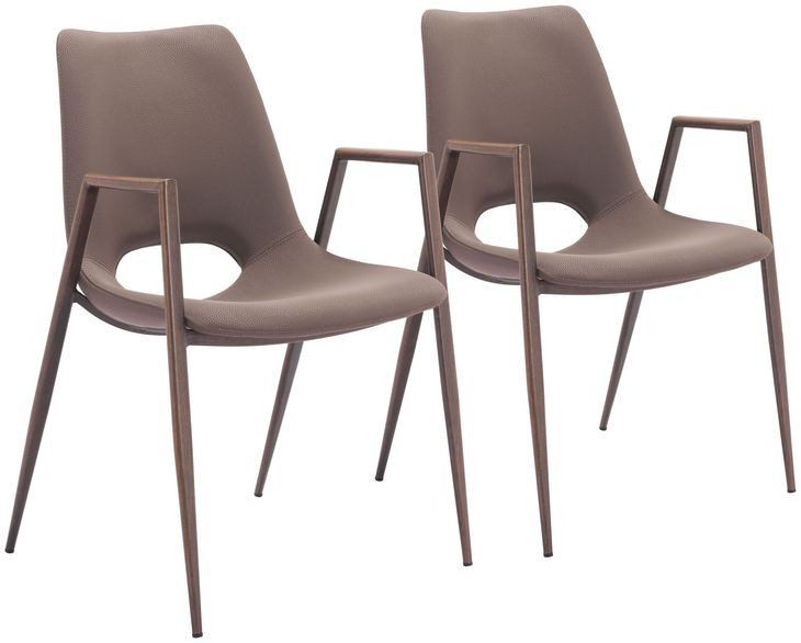 Desi Brown and Walnut Dining Chair Set of 2