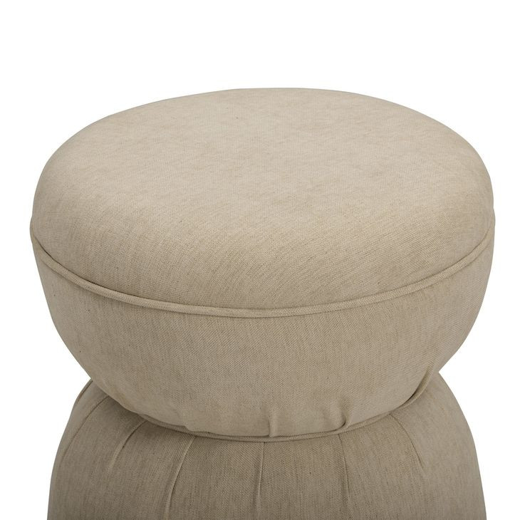 Tomlin Tan Performance Fabric Upholstered Round Ottoman