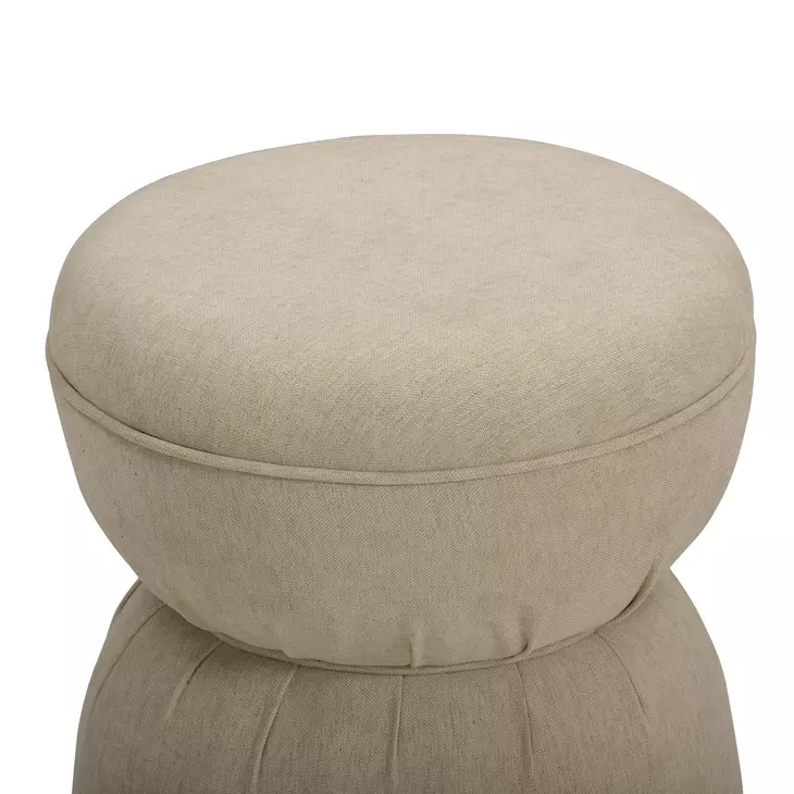 Tomlin Tan Performance Fabric Upholstered Round Ottoman
