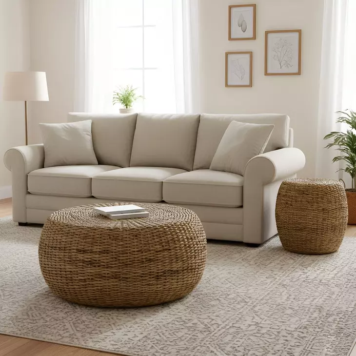 Banyan Natural Round Occassional Table Set