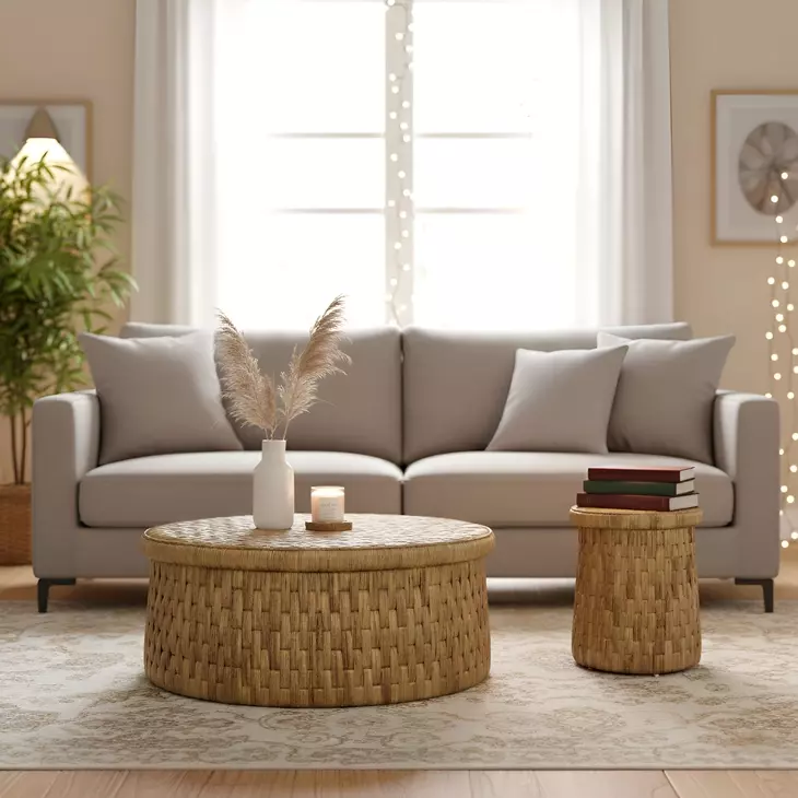 Palmera Natural Round Occasional Table Set