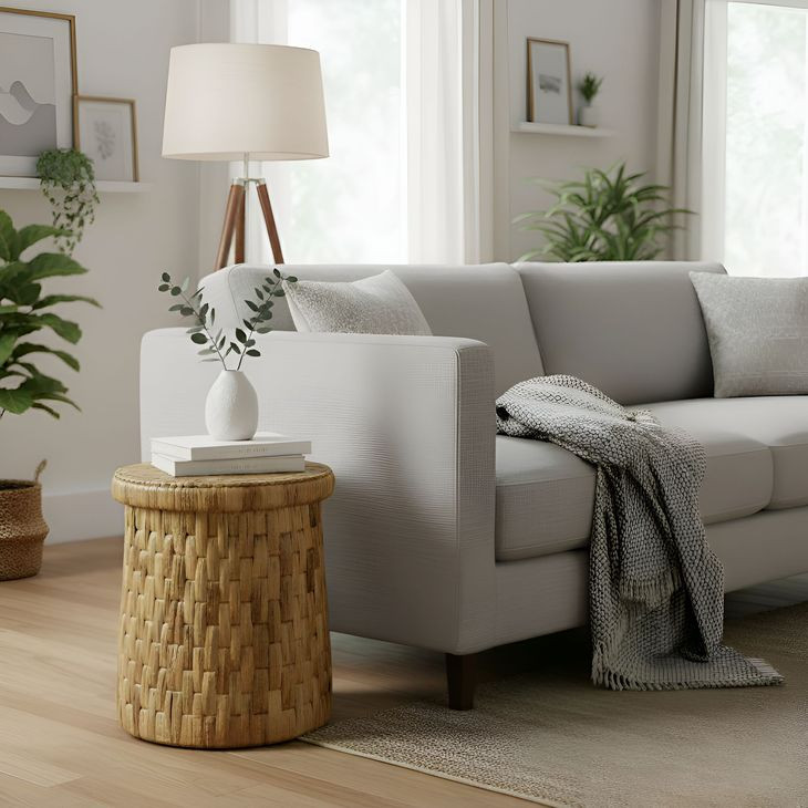 Palmera Natural Round Drum End Table