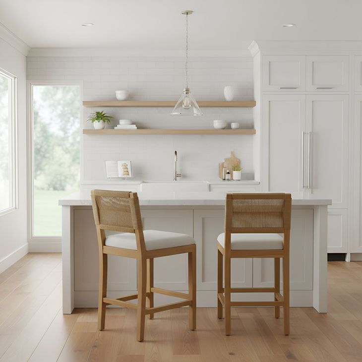 Monterey Loom Natural Upholstered Counter Height Stool Set of 2