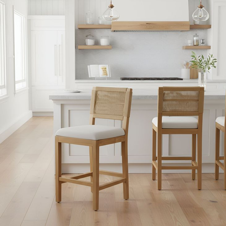 Monterey Loom Natural Upholstered Counter Height Stool Set of 2