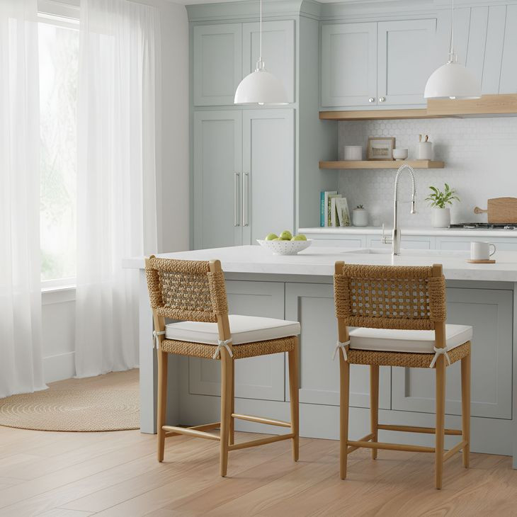 Ashbury Natural Upholstered Counter Height Stool Set of 2