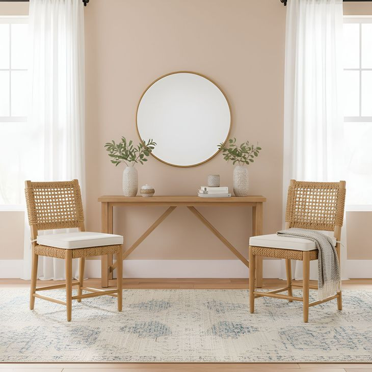 Ashbury Natural Upholstered Dining Chair Set of 2