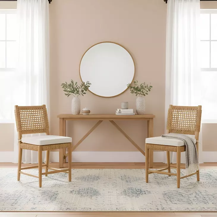 Ashbury Natural Upholstered Dining Chair Set of 2