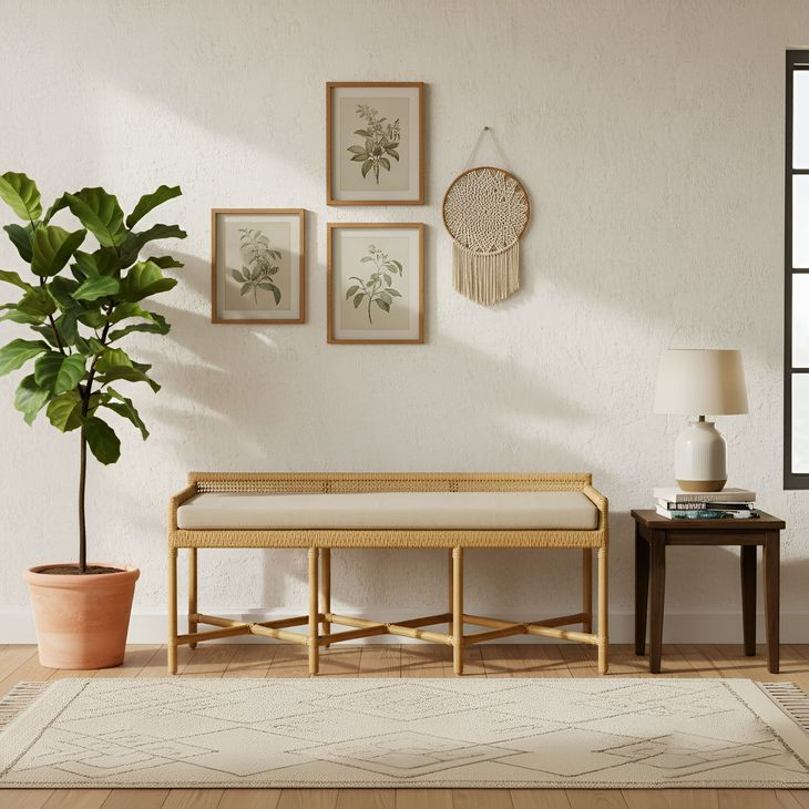 Caldera Natural Upholstered Bench