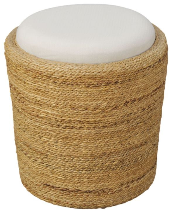 Caldera Natural Upholstered Round Stool
