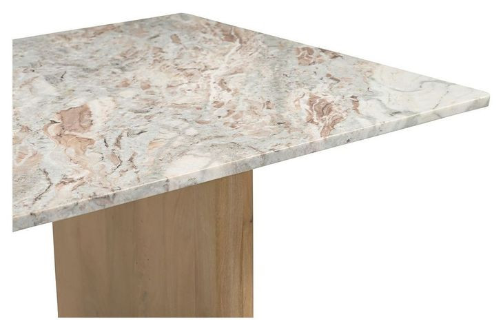 Vero Beige and Light Mango 76" Rectangular Marble Top Dining Table