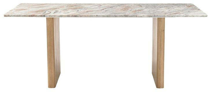 Vero Beige and Light Mango 76" Rectangular Marble Top Dining Table