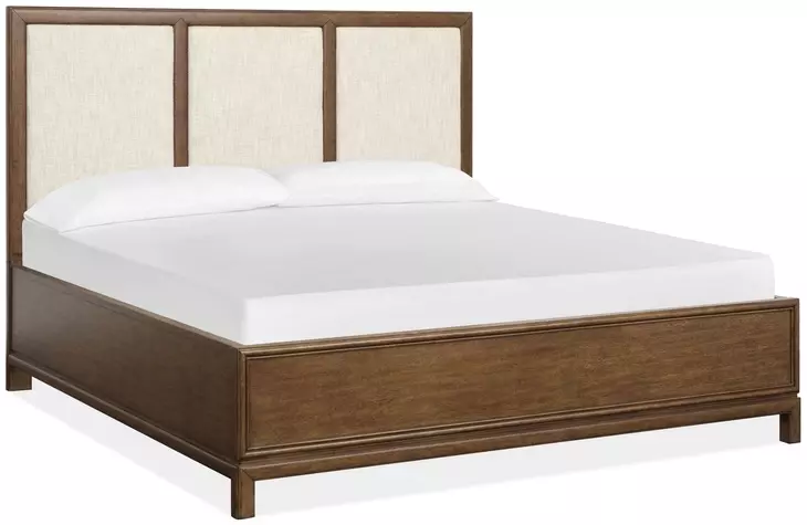 Ridgefield Russet and Cream King Upholstered Panel Bed