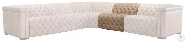 Savion Grandier Giovanni Taupe Leather 6 Piece Power Reclining Sectional With Power Headrest