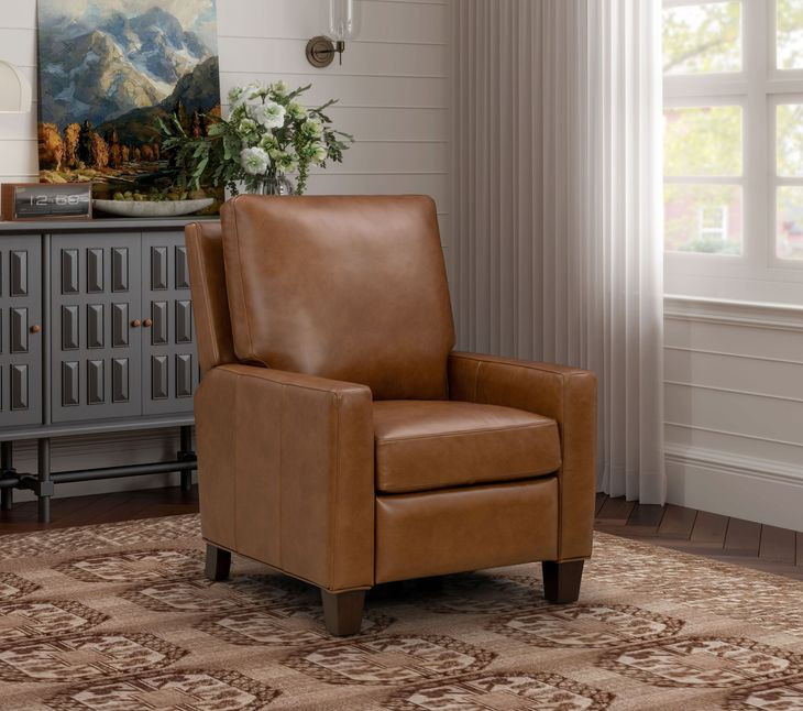 Fairview Oregan Oak Leather Push Thru The Arms Recliner from