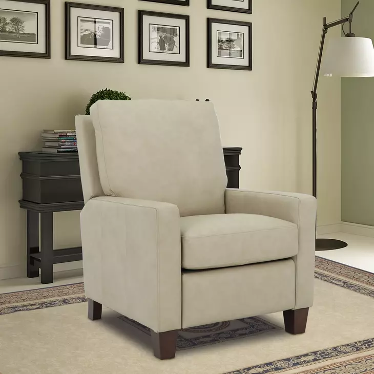 Fairview Cashmere Stone Leather Push Thru The Arms Recliner