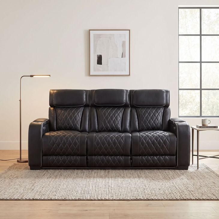 Fairway Black Double Power Reclining Sofa