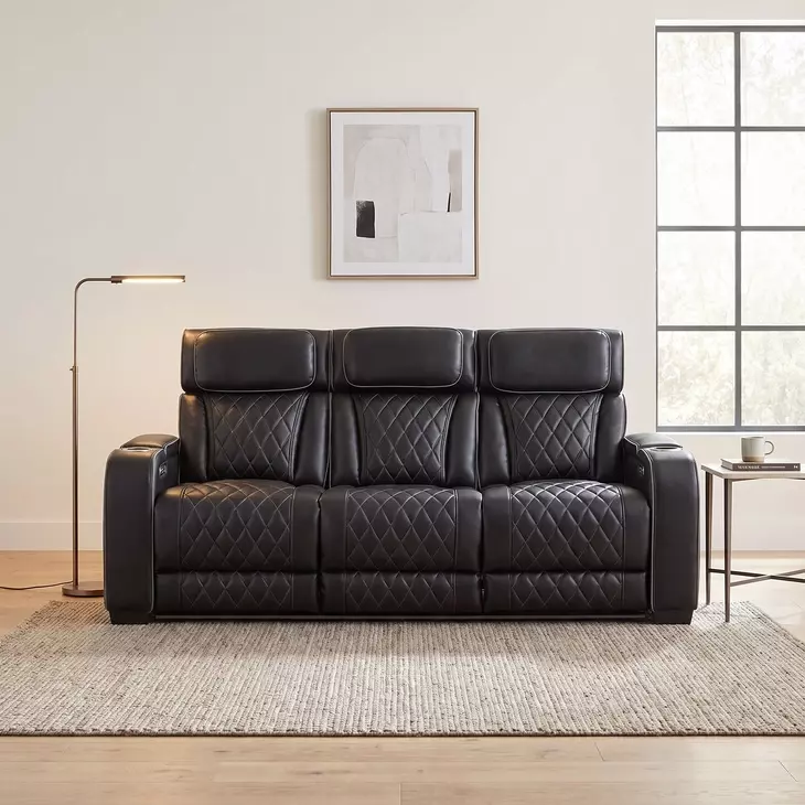 Fairway Black Double 84" Power Reclining Sofa