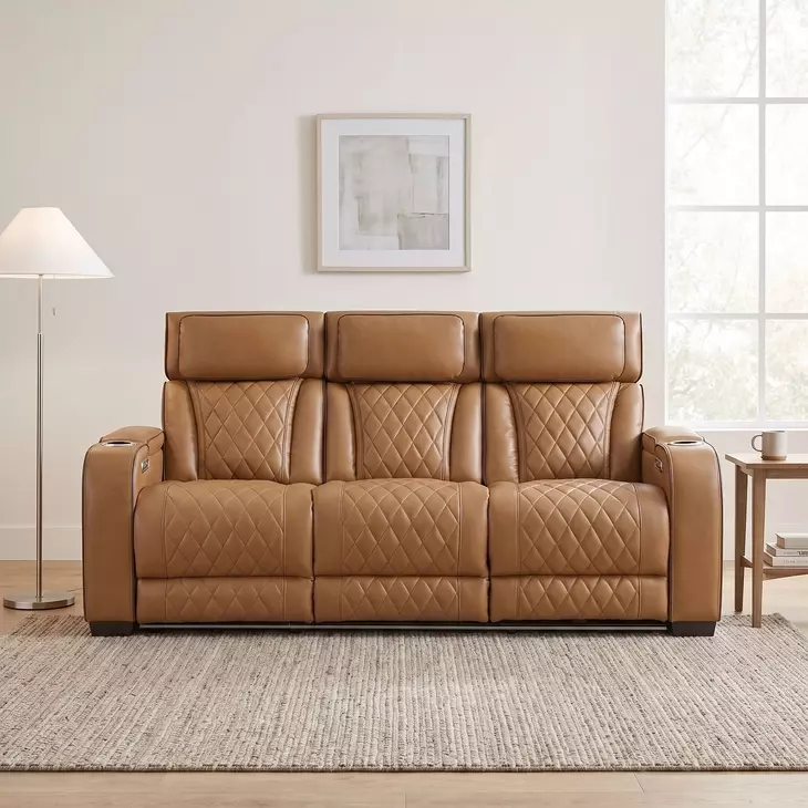 Fairway Brown Double 84" Power Reclining Sofa