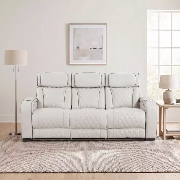 Fairway Taupe Double 84" Power Reclining Sofa