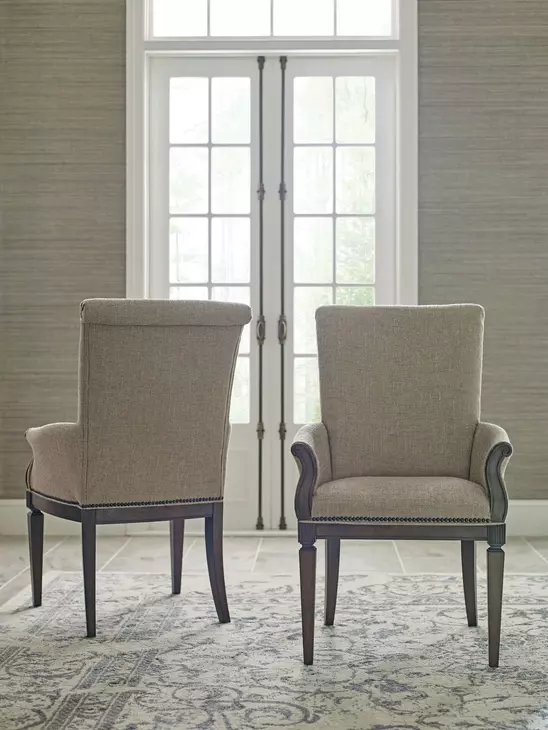 Savona Versaille Painted Upholstered Camille Arm Chair with Nailhead Trim Set of 2