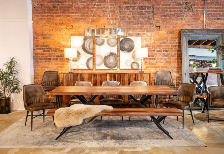 Rosewood Natural Sheesham 72" Rectangular Dining Room Set