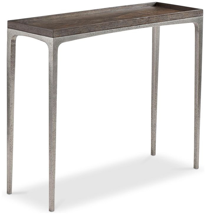 Linea Cerused Charcoal And Textured Graphite Metal 36" Sofa Table