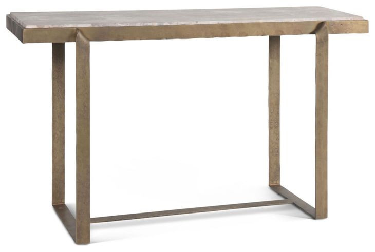 Rhodes Antique Brass and Marble Top Rectangular Console Table