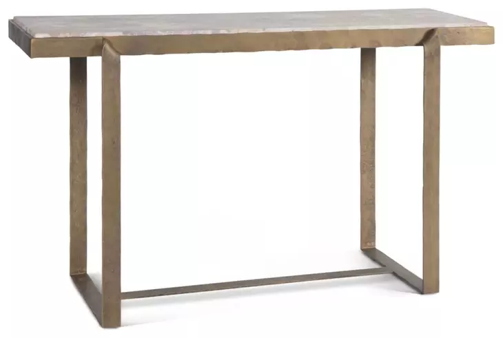 Rhodes Antique Brass and Marble Top Rectangular Console Table