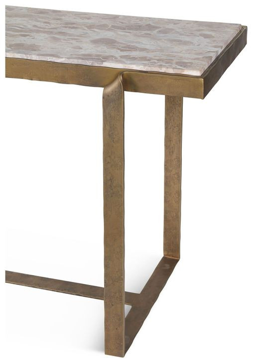 Rhodes Antique Brass and Marble Top Rectangular Console Table
