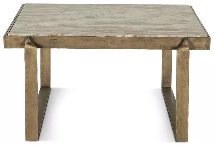 Rhodes Antique Brass and Marble Top Square Cocktail Table