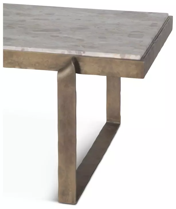 Rhodes Antique Brass and Marble Top Rectangular Cocktail Table